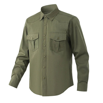 AIDASE  -  Streetwear Casual Solid Color Button-up Cardigan Mens Tops Vintage Cargo Top Fashionable Men's Multi Pockets Cargo Autumn Shirt aidase-shop